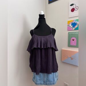 Purple Y2K Pleated Cami Top